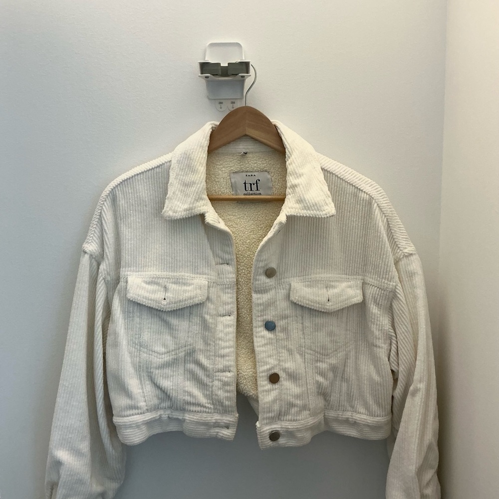 Zara TRF Collection White Cropped Jacket